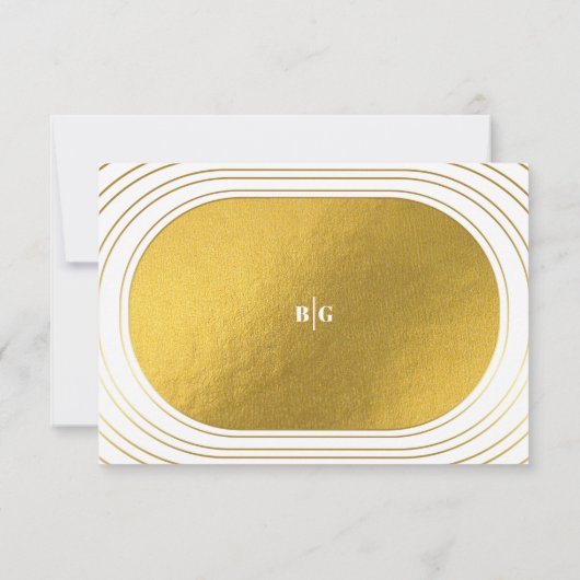 Wit en goud Modern minimalistische wapenweddenscha RSVP Kaartje (Achterkant)