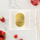 Wit en goud Modern minimalistische wapenweddenscha Servet (Insitu)