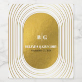 Wit en goud Modern minimalistische wapenweddenscha Wijn Etiket (Enkel label)