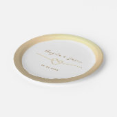 Wit en Goud Monogram Hart Wedding Papieren Bordje (Gekanteld)