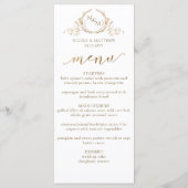Wit en goud monogram trouw dubbelzijdige menu (Achterkant)
