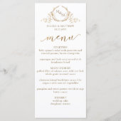 Wit en goud monogram trouw dubbelzijdige menu (Voorkant)
