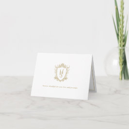 Wit en Goud Oud Geld Crest Wedding Bedankkaart