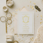 Wit en Goud Oud Geld  Crest Wedding Folie Uitnodiging
