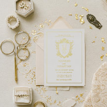 Wit en Goud Oud Geld Crest Wedding