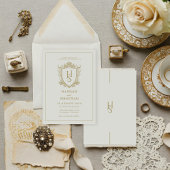 Wit en Goud Oud Geld  Crest Wedding Kaart