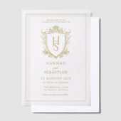 Wit en Goud Oud Geld  Crest Wedding Vellum Uitnodigingen (Offset)