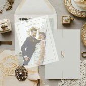 Wit en Goud Oud Geld  Crest Wedding Vellum Uitnodigingen