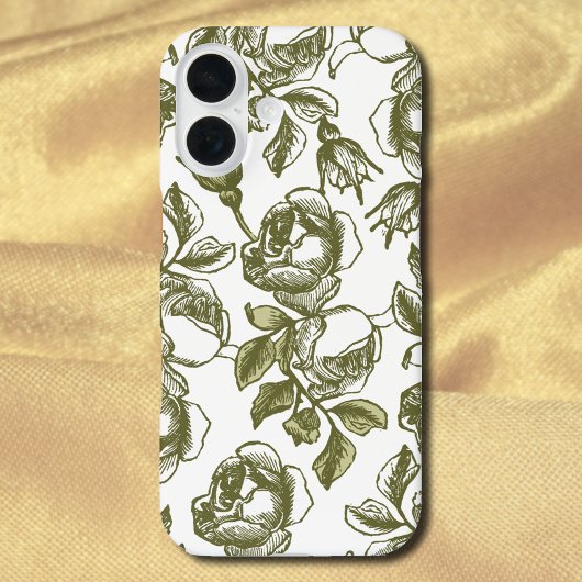 Wit en goud oude rozen etsen op wit Case-Mate iPhone case