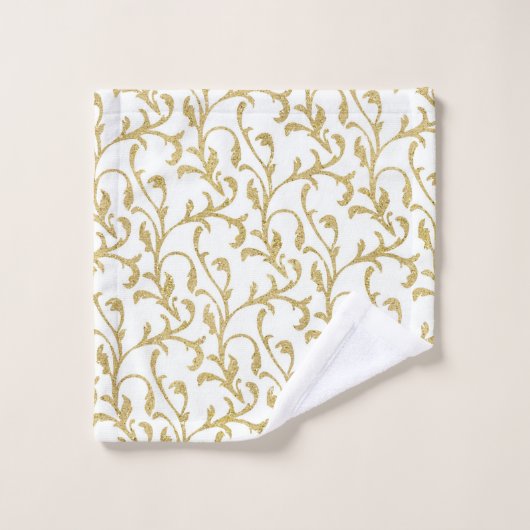 Wit en goud patroon bad handdoek (Wasdoekje)