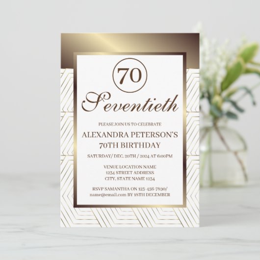 Wit en goud patroon grens verjaardag kaart (Staand voorkant)