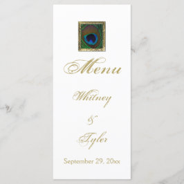 Wit en Goud Peacock Feather Menu Kaart