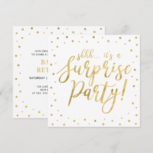 Wit en goud | Pensioneringspartij voor moderne ond Kaart (Voorkant / Achterkant)