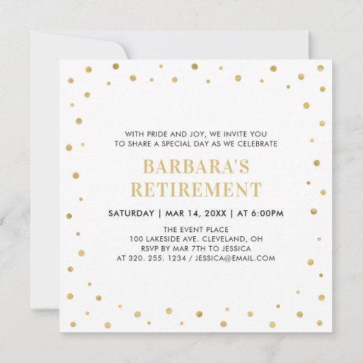 Wit en goud | Pensioneringspartij voor moderne ond Kaart (Achterkant)