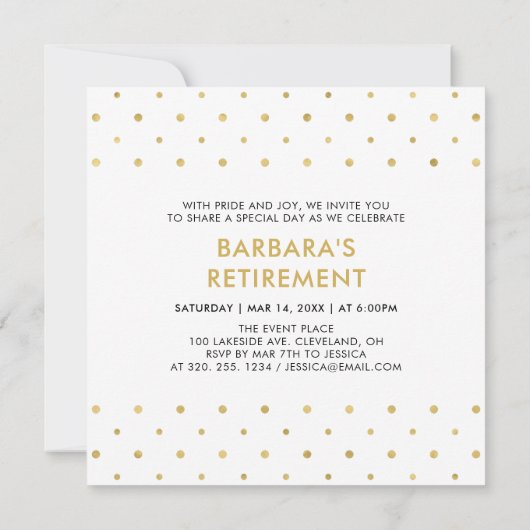 Wit en goud | Pensioneringspartij voor moderne ond Kaart (Achterkant)