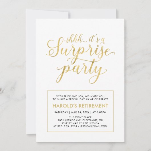 Wit en goud | Pensioneringspartij voor moderne ond Kaart (Voorkant)