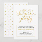 Wit en goud | Pensioneringspartij voor moderne ond Kaart (Voorkant / Achterkant)