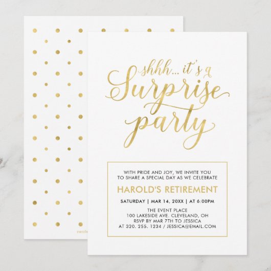 Wit en goud | Pensioneringspartij voor moderne ond Kaart (Voorkant / Achterkant)