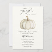 Wit en Goud Pompoen Baby shower Invitation Kaart (Voorkant)