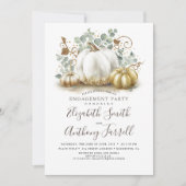 Wit en Goud Pompoenen Herfst Verlovingsfeest Kaart (Voorkant)