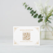 Wit en Goud QR Code RSVP Bruiloft Website Informatiekaartje (Staand voorkant)