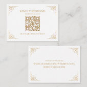 Wit en Goud QR Code RSVP Bruiloft Website Informatiekaartje (Voorkant / Achterkant)