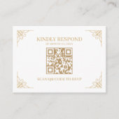 Wit en Goud QR Code RSVP Bruiloft Website Informatiekaartje (Voorkant)