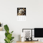 Wit en Goud Roos 2025 Kalender Poster (Thuiskantoor)