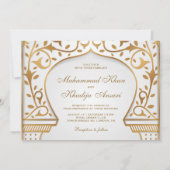 Wit en goud sierlijk islamitische boog moslimhuwel kaart (Achterkant)