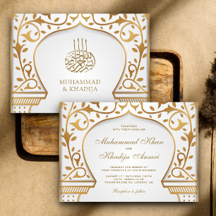 Wit en goud sierlijk islamitische boog moslimhuwel kaart