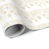 Wit en Goud Sneeuwvlokken Glitter Kerstmis Cadeaupapier (Rol Hoek)