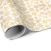 Wit en Goud Sneeuwvlokken Glitter Kerstmis Cadeaupapier (Rol Hoek)