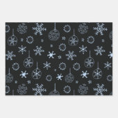 Wit en Goud Sneeuwvlokken Kerstmis Inpakpapier Vel (Voorkant 3)