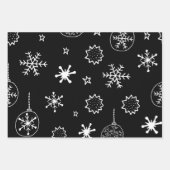 Wit en Goud Sneeuwvlokken Kerstmis Inpakpapier Vel (Voorkant)