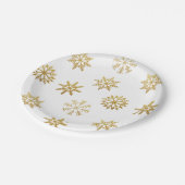 Wit en Goud Sneeuwvlokken Ornament Papieren Bordje (Gekanteld)
