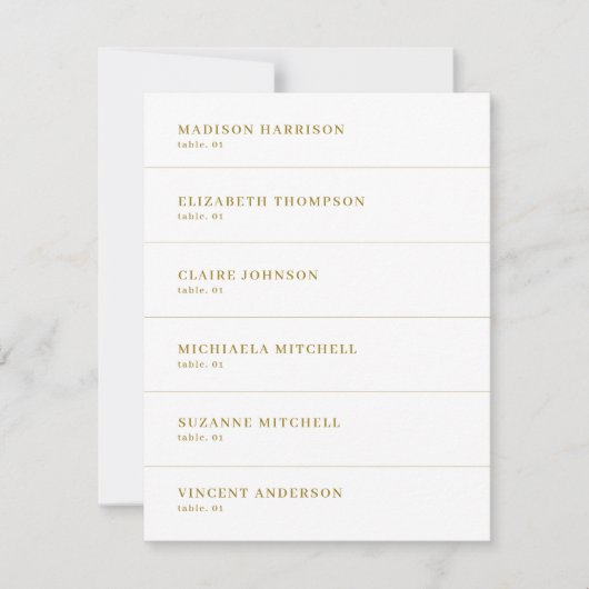 Wit en Goud Trouwplaats Naam Kaart (Voorkant)