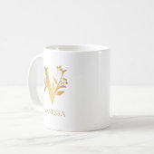 Wit En Goud Typografie Monogram Naam Koffiemok (Voorkant links)