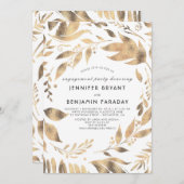 Wit en Goud verlaat Laurel Herfst Engagement Party Kaart (Voorkant / Achterkant)