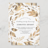 Wit en Goud verlaat Laurel Herfst Verjaardagsfeest Kaart (Voorkant / Achterkant)
