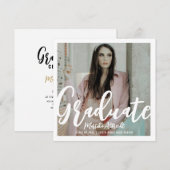 Wit en Goud | Vet Typografie Afstuderen Foto Kaart (Voorkant / Achterkant)