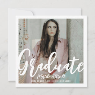 Wit en Goud Vet Typografie Afstuderen Foto Kaart