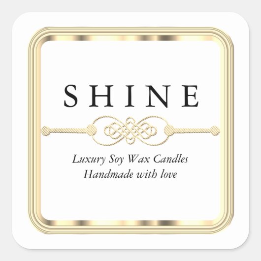 Wit en Goud Vierkante Sticker (Voorkant)