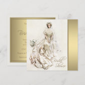Wit en Goud Vintage Bruidsdouche Kaart (Voorkant / Achterkant)