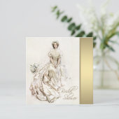 Wit en Goud Vintage Bruidsdouche Kaart (Staand voorkant)