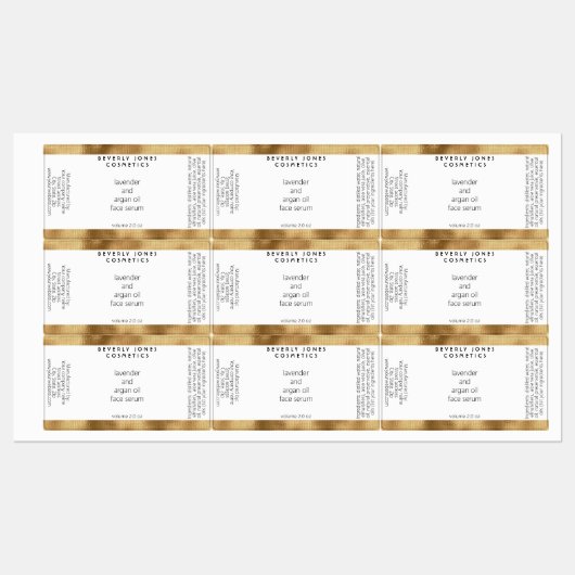 Wit en Goud Waterdichte Cosmetica Dropper Fles Labels (Vel)