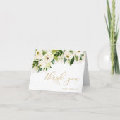 Wit en Goud Waterverf Floral Gepersonaliseerd Bedankkaart (Voorkant)
