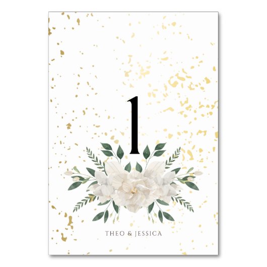 Wit en Goud We Do Table Number Kaart (Voorkant)