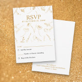 Wit en Goud Wildflower Schets Bruiloft RSVP