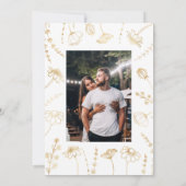Wit en Goud Wildflower Schets Ingelijste Foto Save The Date (Achterkant)