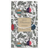 Wit en Goud Xmas Ornamenten Pine Berries Klein Cadeauzakje (Achterkant)